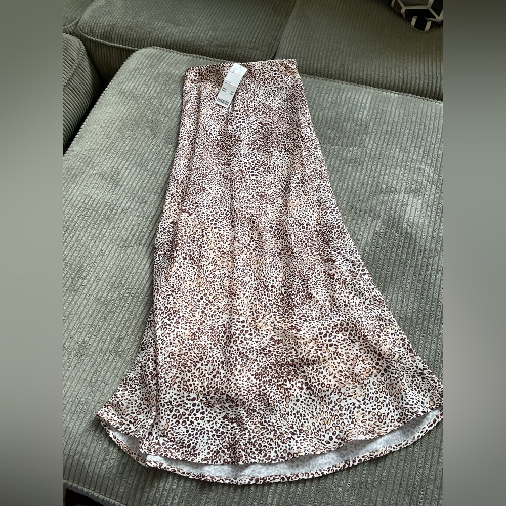 Urban Outfitters Leopard Midi Skirt Satin Slip J Crew Madewell Free People XS